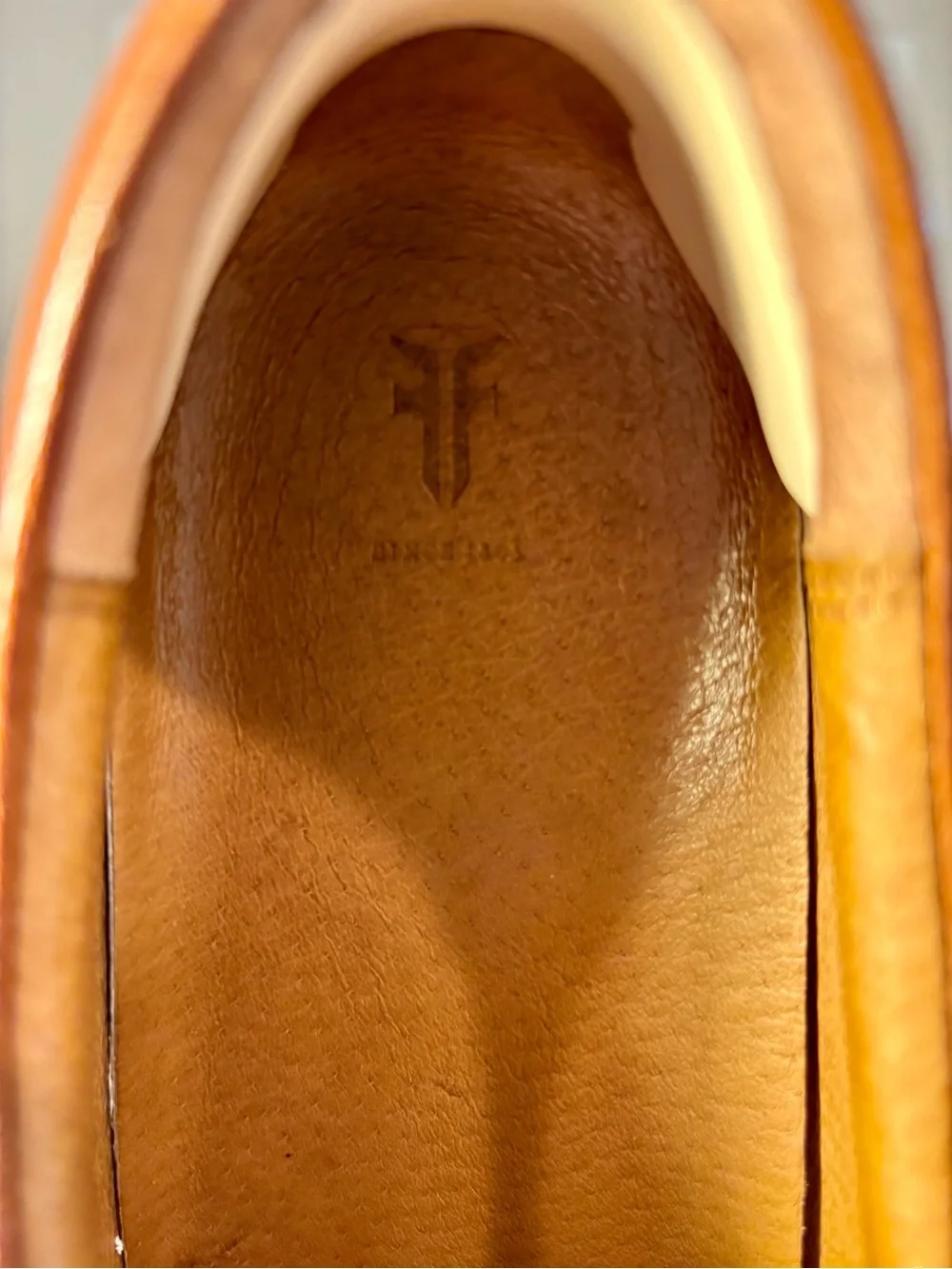 Frye Lena Slip-On Leather Loafers - Cognac Brown with Cream Sole